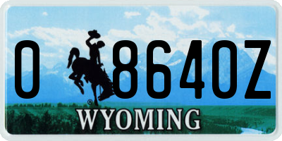 WY license plate 08640Z