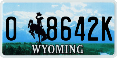 WY license plate 08642K
