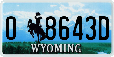 WY license plate 08643D