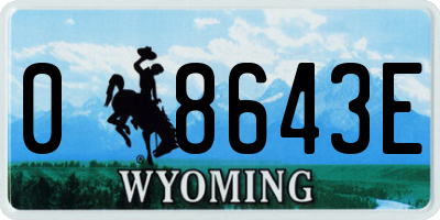 WY license plate 08643E