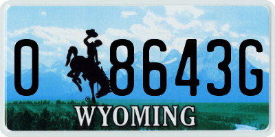 WY license plate 08643G