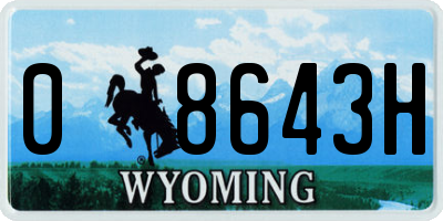 WY license plate 08643H