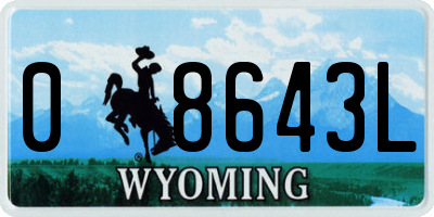 WY license plate 08643L