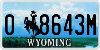 WY license plate 08643M
