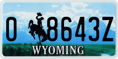 WY license plate 08643Z