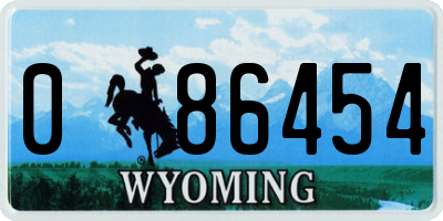 WY license plate 086454