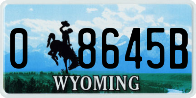 WY license plate 08645B