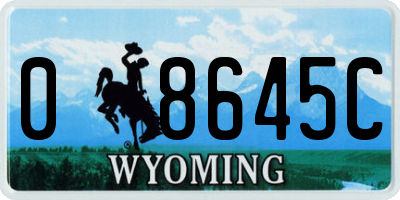 WY license plate 08645C