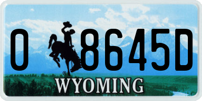 WY license plate 08645D