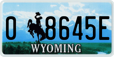 WY license plate 08645E