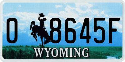 WY license plate 08645F