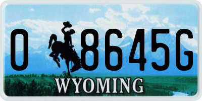 WY license plate 08645G