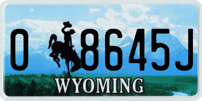 WY license plate 08645J