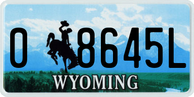 WY license plate 08645L