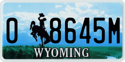 WY license plate 08645M