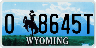WY license plate 08645T