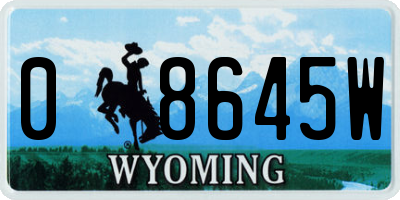 WY license plate 08645W