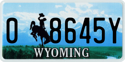 WY license plate 08645Y