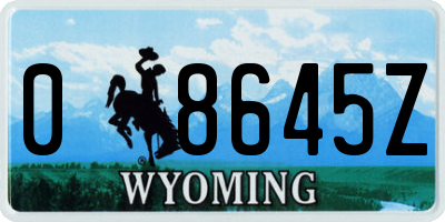 WY license plate 08645Z