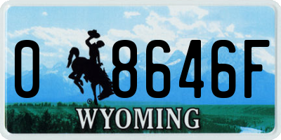 WY license plate 08646F