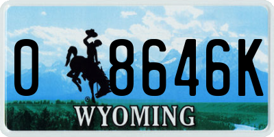 WY license plate 08646K