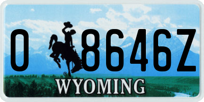 WY license plate 08646Z