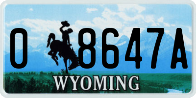 WY license plate 08647A