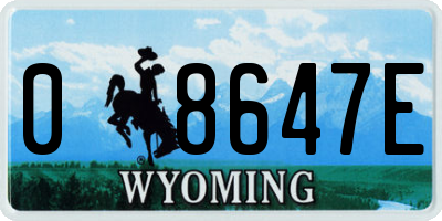 WY license plate 08647E