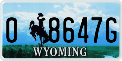 WY license plate 08647G