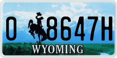 WY license plate 08647H
