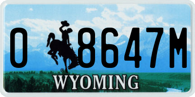 WY license plate 08647M