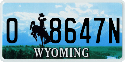 WY license plate 08647N