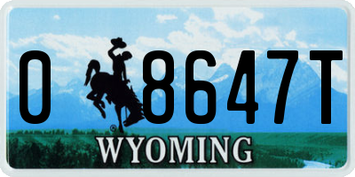 WY license plate 08647T