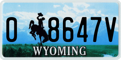 WY license plate 08647V