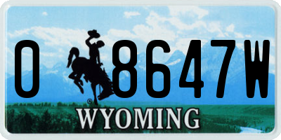 WY license plate 08647W