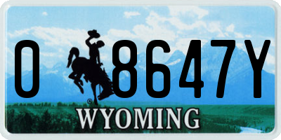 WY license plate 08647Y