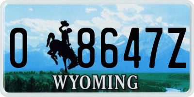 WY license plate 08647Z