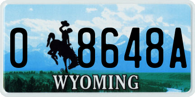 WY license plate 08648A