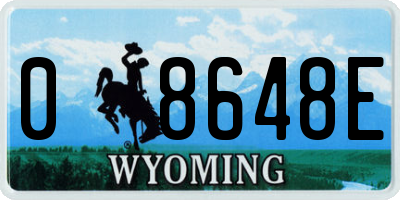 WY license plate 08648E