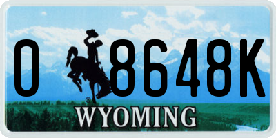 WY license plate 08648K