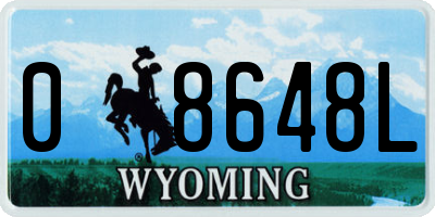 WY license plate 08648L