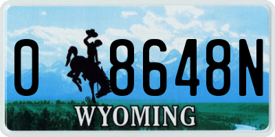 WY license plate 08648N