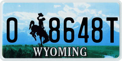 WY license plate 08648T