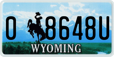 WY license plate 08648U