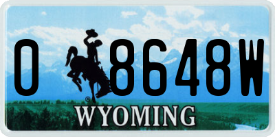 WY license plate 08648W