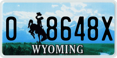 WY license plate 08648X