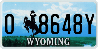 WY license plate 08648Y