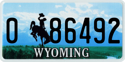WY license plate 086492