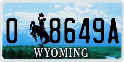 WY license plate 08649A