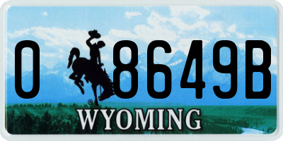 WY license plate 08649B